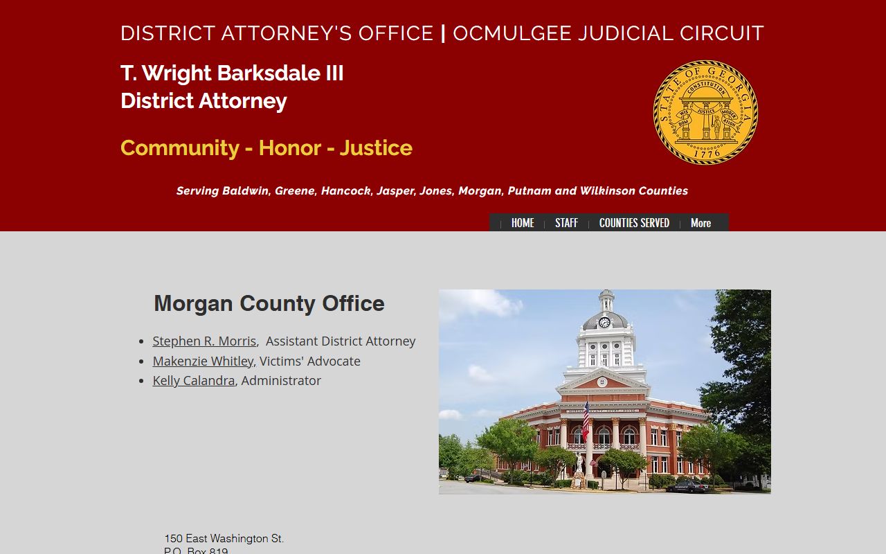 Ocmulgee Judicial Circuit District Attorney Morgan County office page