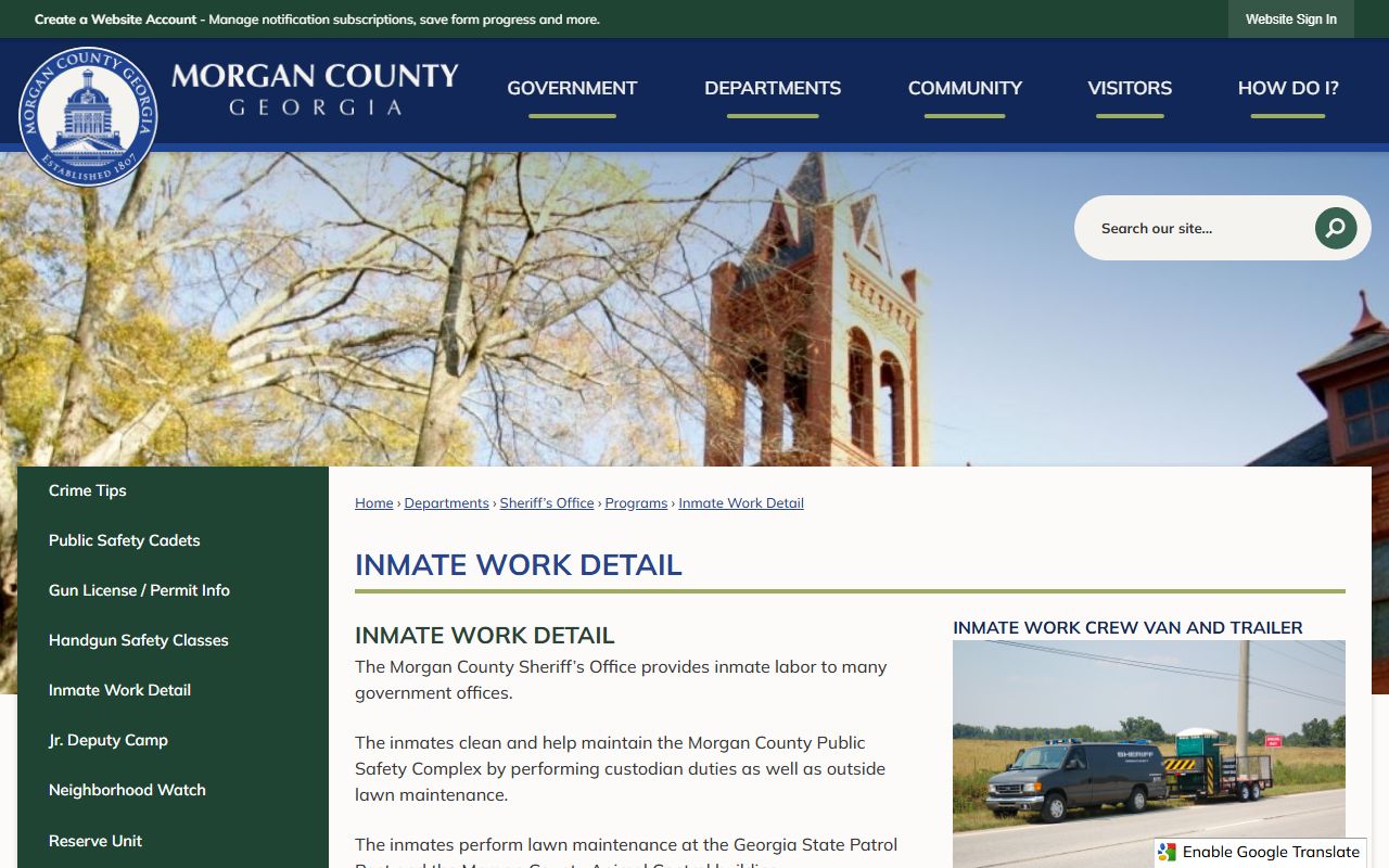 Morgan County Detention Center inmate work detail program