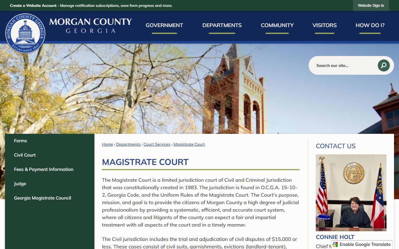 Morgan County Magistrate Court criminal jurisdiction page
