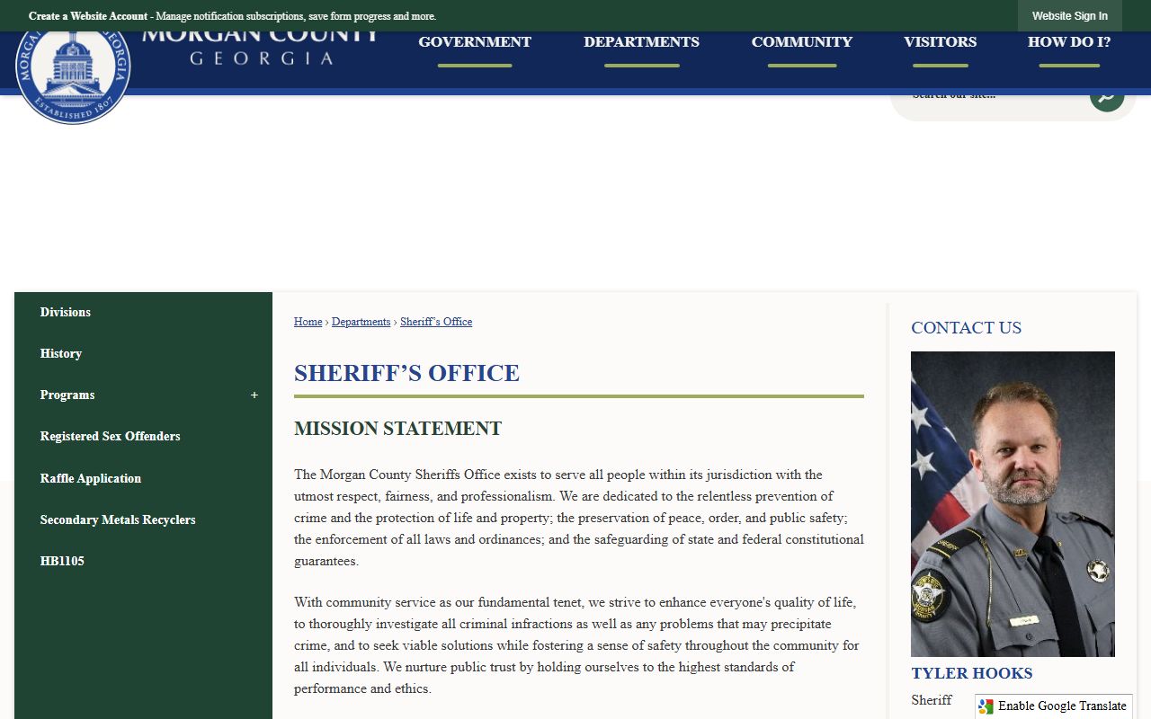 Morgan County Sheriff's Office jail phone and inmate lookup contact page